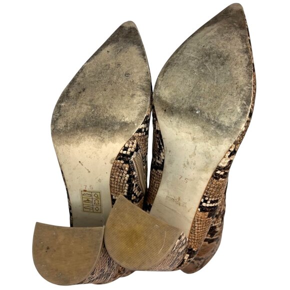 JEFFREY CAMPBELL Siren Snakeskin Pointed Toe Boots 7.5 Reptile Animal Print Tan - Picture 6 of 8